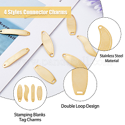 48Pcs 4 Styles 201 Stainless Steel Connector Charms&nbsp;STAS-DC0014-18