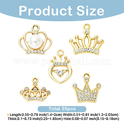 25Pcs 5 Styles Alloy with Rhinestone Pendants&nbsp;FIND-YW0012-71