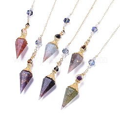 Resin Hexagonal Pointed Dowsing Pendulums(Brass Finding and Gemstone Inside)&nbsp;G-L521-A