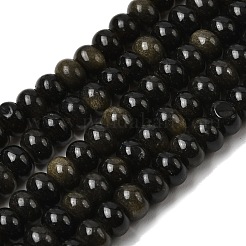 Natural Golden Sheen Obsidian Beads Strands&nbsp;G-A280-A15-01
