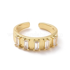 Clear Cubic Zirconia Rectangle Open Cuff Ring&nbsp;RJEW-H127-01G