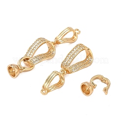 Brass Micro Pave Clear Cubic Zirconia Fold Over Clasps&nbsp;KK-S531-36G