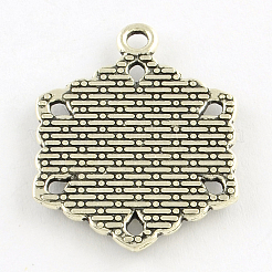 Tibetan Style Alloy Hexagon Pendant Cabochon Settings&nbsp;TIBEP-Q049-18AS-RS
