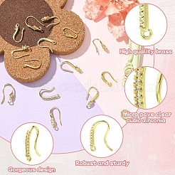 18Pcs 9 Styles Brass Micro Pave Clear Cubic Zirconia Earring Hooks&nbsp;ZIRC-CJ0001-29