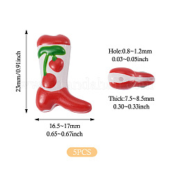 5Pcs Boot Baking Paint Glass Enamel  Beads&nbsp;LAMP-TADJ0001-08H