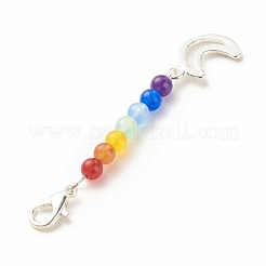 Chakra Theme Natural & Dyed Malaysia Jade Beaded Pendant Decorations&nbsp;HJEW-JM00642-01
