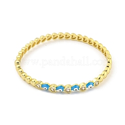 Heart Brass Pave Clear Cubic Zirconia Hinged Bangles&nbsp;BJEW-Z062-04A