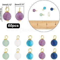 60Pcs Frosted Natural & Synthetic Gemstone Charms&nbsp;FIND-FH0004-55
