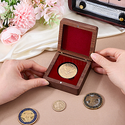 Wood Commemorative Coin Storage Magnetic Boxes&nbsp;CON-WH0133-009A