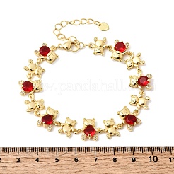 Brass Micro Pave Cubic Zirconia Link Chain Bracelets for Women&nbsp;BJEW-D457-01G-01