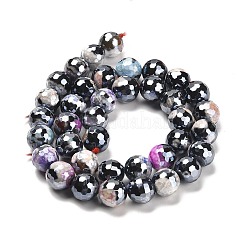 Electroplated Natural Fire Crackle Agate Round Beads Strands&nbsp;G-G0006-A02-09