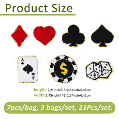 21Pcs Gamble Theme Polyester Embroidery Cloth Iron On/Sew On Patches&nbsp;DIY-FH0009-63