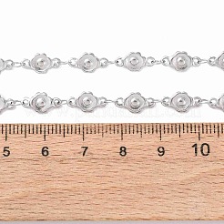 5.5MM 304 Stainless Steel Flower Link Chain Necklaces&nbsp;NJEW-P346-01P