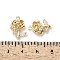 Brass Micro Pave Clear Cubic Zirconia Pendants&nbsp;KK-Z049-02G
