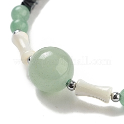 Natural Green Aventurine Round & Synthetic Non-magnetic Hematite & White Shell Beaded Bracelets for Women&nbsp;BJEW-K251-02H