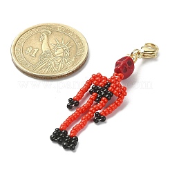 Dyed Synthetic Turquoise & Glass Seed Beaded Pendant Decorations&nbsp;HJEW-MZ00019