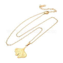 Ginkgo Leaf 304 Stainless Steel Pendant Necklaces&nbsp;NJEW-H059-21G