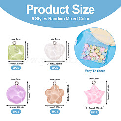 40Pcs 5 Styles Translucent Resin Pendants&nbsp;RESI-TA0003-62