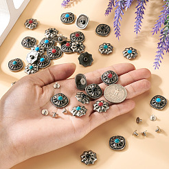 32Pcs Antique Silver Alloy Decorative Rivets&nbsp;FIND-SW0001-34