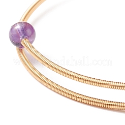 Natural Amethyst & Evil Eye Lampwork & Natural Pearl Beaded Bangle&nbsp;BJEW-JB08463-03