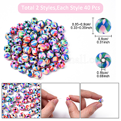 2 Strands 2 Colors Handmade Polymer Clay Beads Strands&nbsp;CLAY-YW0002-29