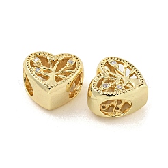 Rack Plating Brass Micro Pave Clear Cubic Zirconia Beads&nbsp;KK-P270-14G