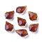 Faceted Glass Pendants, Leaf, Sienna, 22x15.5x8.5mm, Hole: 1mm