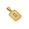 Stainless Steel Pendants, Real 18K Gold Plated, Rectangle, Letter S, 15x12mm