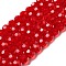 Transparent Glass Beads, Faceted(32 Facets), Round, Red, 10mm, Hole: 1.8mm, about 66~68pcs/strand, 24.02~24.13 inch(61~61.3cm)