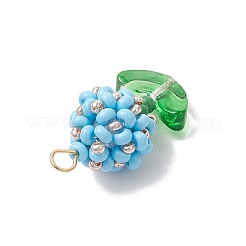 Glass Seed Beaded Flower Bud Pendants&nbsp;PALLOY-MZ00760-02