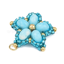 Handmade Glass Seed Beaded & Synthetic Dyed Imperial Jasper Beads Pendants&nbsp;PALLOY-MZ00752-01