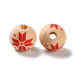 Printed Wood European Beads&nbsp;WOOD-Z002-08I