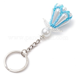 Glass Seed Bead with Acrylic Angel Keychain&nbsp;KEYC-MZ00026-05