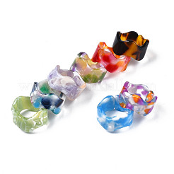 Resin Wave Cuff Ring&nbsp;RJEW-T022-011