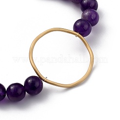 Round Natural Amethyst Stretch Beaded Bracelets&nbsp;BJEW-JB05408-03