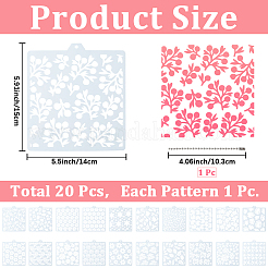 Floral Theme Rectangle PET Plastic Hollow Out Drawing Painting Stencils Templates&nbsp;DIY-WH20082-28B