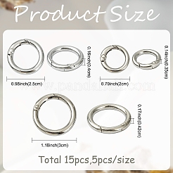 15Pcs 3 Styles Zinc Alloy Spring Gate Rings&nbsp;FIND-YW0011-76