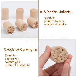 6Pcs 6 Styles Flower Pattern Round Wooden Traditional Chinese Moon Cake Molds&nbsp;AJEW-CA0004-25