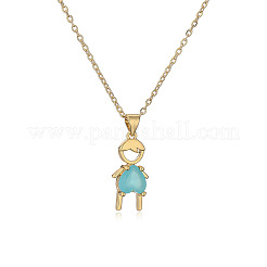 Boy Brass Pave Cubic Zirconia Pendant Necklaces&nbsp;FS-WGEF7B2-01