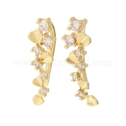 Brass Micro Pave Cubic Zirconia Stud Crawler Earrings&nbsp;KK-CBAA351-03G