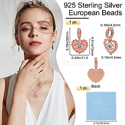 1Pc Sterling Silver Pave Dodger Blue Cubic Zirconia European Dangle Charms&nbsp;FIND-BBC0001-18