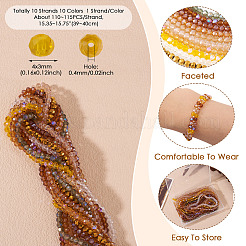 10 Strands 10 Colors Electroplate Glass Beads Strands&nbsp;EGLA-TA0013-25