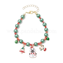 3Pcs 3 Colors Christmas Alloy Enamel Charm Bracelets&nbsp;BJEW-JB12075