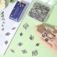 100Pcs 10 Styles Tibetan Style Alloy Connector Charms&nbsp;FIND-SC0008-18
