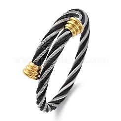 304 Stainless Steel Torque Bangles for Women&nbsp;BJEW-P310-18MC