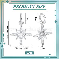 2Pcs 925 Sterling Silver Rhinestone Charms&nbsp;STER-BC0003-09