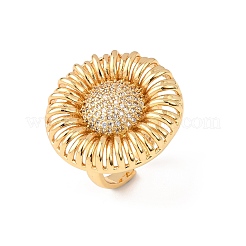 Adjustable Brass Micro Pave Cubic Zirconia Cuff Rings for Women&nbsp;RJEW-B139-06G