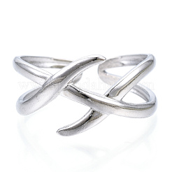 Non-Tarnish 304 Stainless Steel Wire Wrap Open Cuff Ring for Women&nbsp;RJEW-N040-17