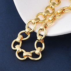 Brass Oval Link Chain Bracelets for Women Men&nbsp;X-BJEW-K273-06G