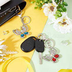 2Pcs 2 Colors Alloy Rhinestone Keychain&nbsp;KEYC-WR0001-06
